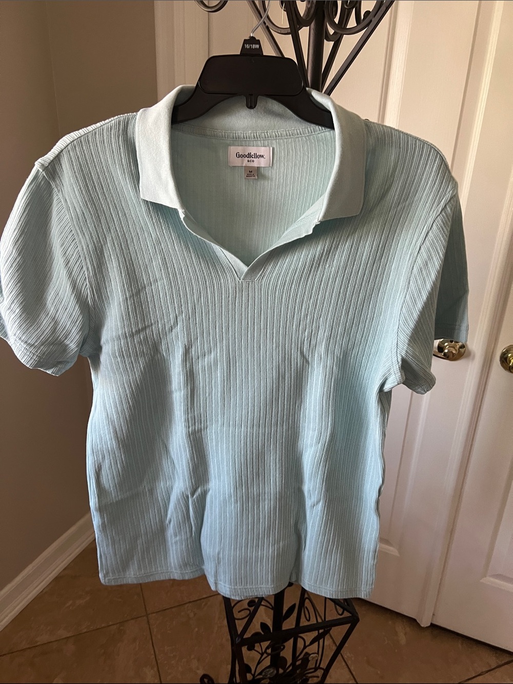 Goodfellow & Co Light Blue Ribbed Polo Shirt